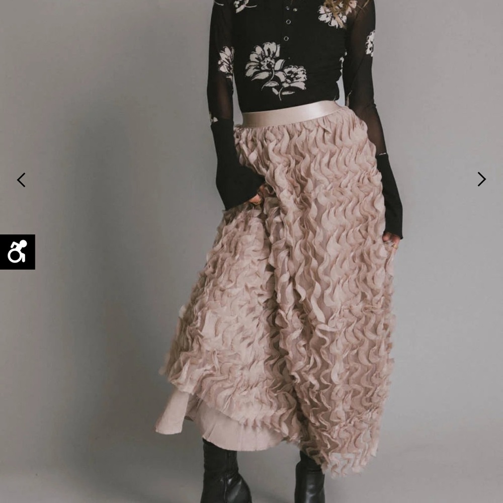 Bohme Textured Cream Maxi Skirt